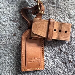 Louis Vuitton Tan Leather Luggage Tag and Belt Set